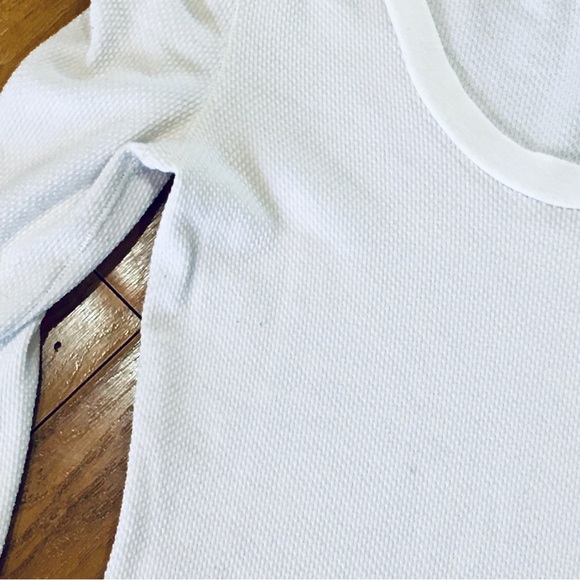 Free People we the free thermal waffle knit shirt top white flannel larg… - Picture 2 of 7